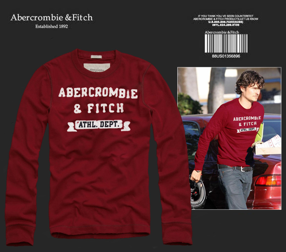 Abercrombie Fitch Hombres De Cuello Redondo Con Gente Fotos Largo Remera AF6100